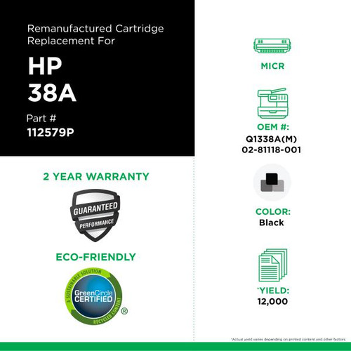 MICR Toner Cartridge for HP Q1338A, TROY 02-81118-001-2