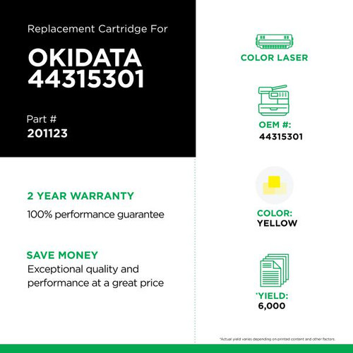 Yellow Toner Cartridge for OKI 44315301-2