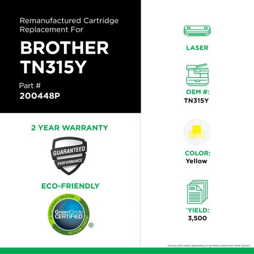 High Yield Yellow Toner Cartridge for Brother TN315-2