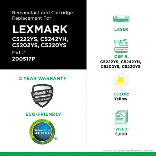 High Yield Yellow Toner Cartridge for Lexmark C520/C522/C524/C534-2
