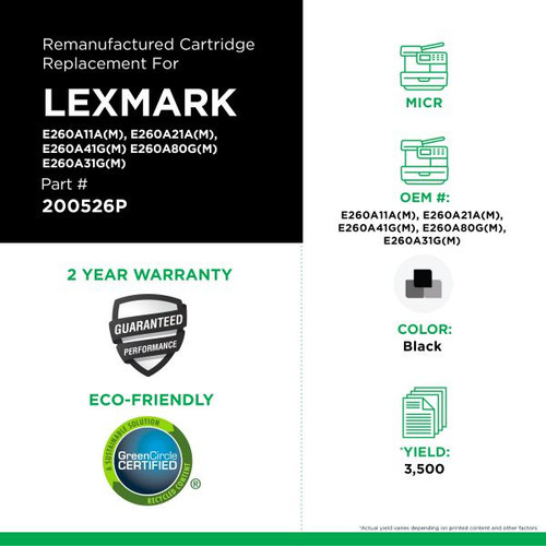MICR Toner Cartridge for Lexmark E260/E360/E460/E462-2