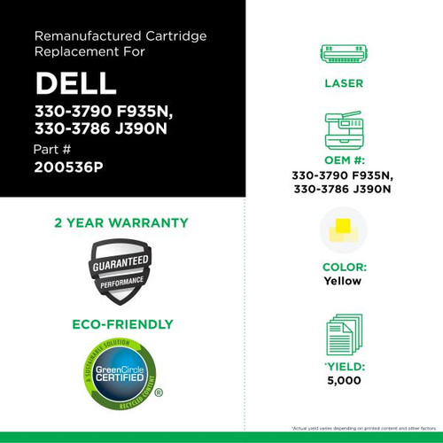 High Yield Yellow Toner Cartridge for Dell 2145-2