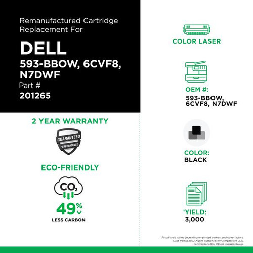 High Yield Black Toner Cartridge for Dell H625-2