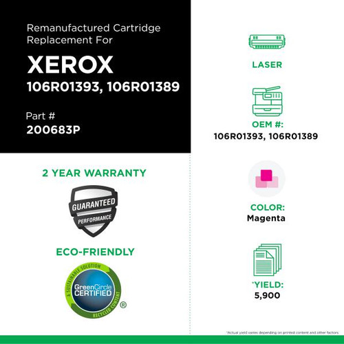 High Yield Magenta Toner Cartridge for Xerox 106R01393/106R01389-2