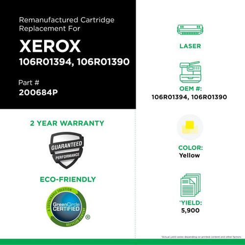 High Yield Yellow Toner Cartridge for Xerox 106R01394/106R01390-2