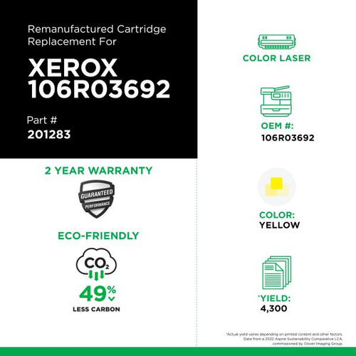 Extra High Yield Yellow Toner Cartridge for Xerox 106R03692-2