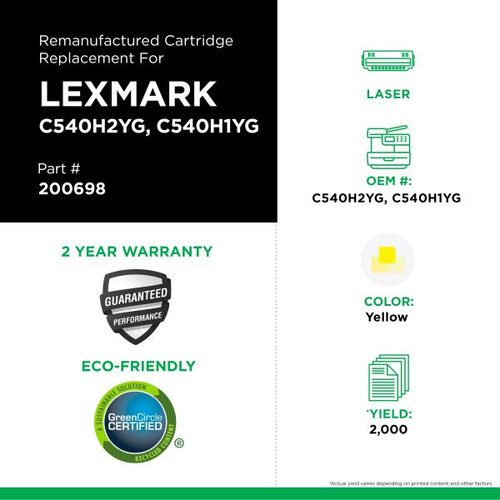 High Yield Yellow Toner Cartridge for Lexmark C540/C544/X543/X544-1