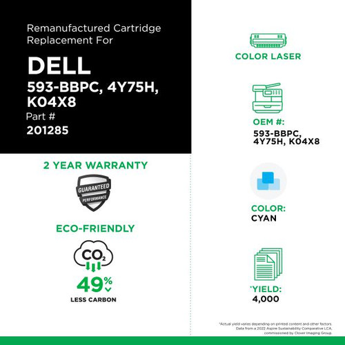 Extra High Yield Cyan Toner Cartridge for Dell H825-2