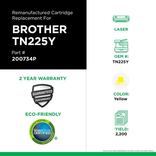 High Yield Yellow Toner Cartridge for Brother TN225-2