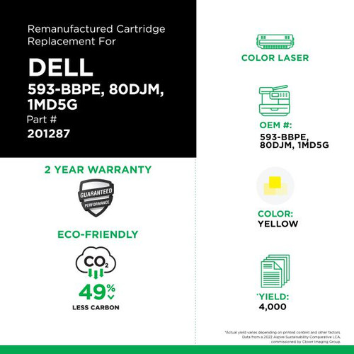 Extra High Yield Yellow Toner Cartridge for Dell H825-2