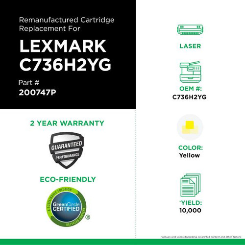 High Yield Yellow Toner Cartridge for Lexmark C736/X736/X738-2