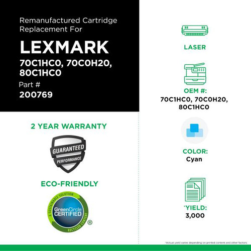 High Yield Cyan Toner Cartridge for Lexmark CS310/CS410/CS510-1