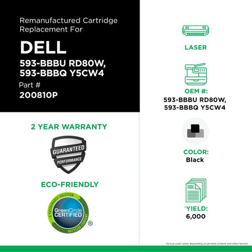 High Yield Black Toner Cartridge for Dell C2660-2