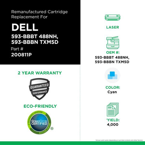 High Yield Cyan Toner Cartridge for Dell C2660-2