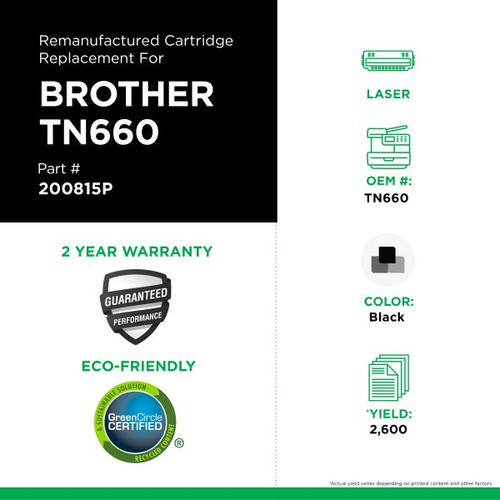 High Yield Toner Cartridge for Brother TN660-2