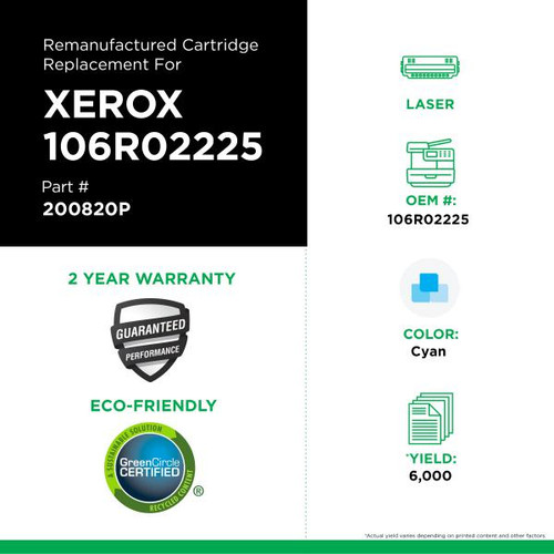 High Yield Cyan Toner Cartridge for Xerox 106R02225-2