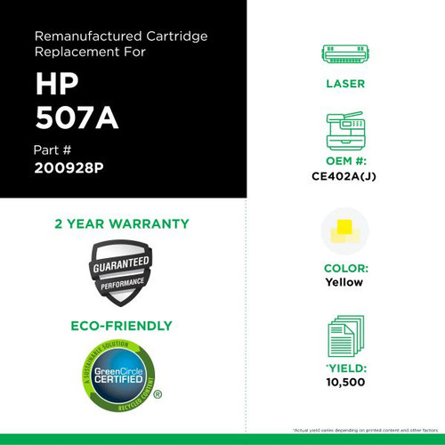 Extended Yield Yellow Toner Cartridge for HP CE402A-2