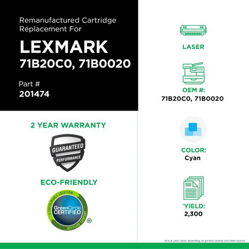 Cyan Toner Cartridge for Lexmark CS317/CS417/CS517-2