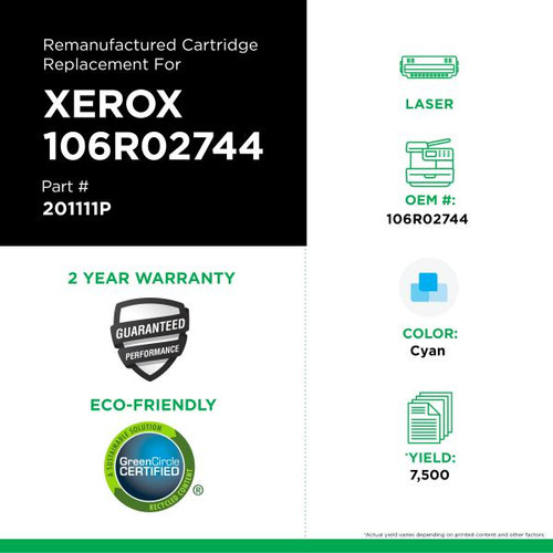 Cyan Toner Cartridge for Xerox 106R02744-2