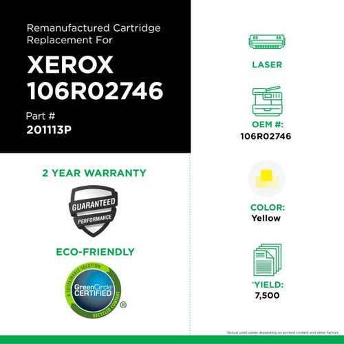 Yellow Toner Cartridge for Xerox 106R02746-2