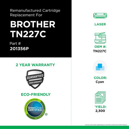 High Yield Cyan Toner Cartridge for Brother TN227-2