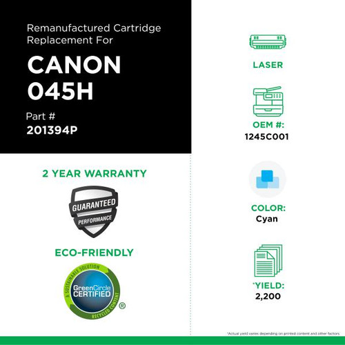 High Yield Cyan Toner Cartridge for Canon 045H (1245C001)-2