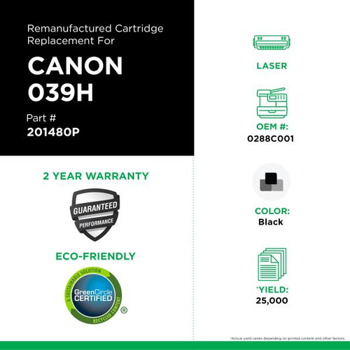 High Yield Toner Cartridge for Canon 039H (0288C001)-2