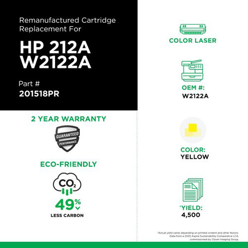 Yellow Toner Cartridge (Reused OEM Chip) for HP 212A (W2122A)-1