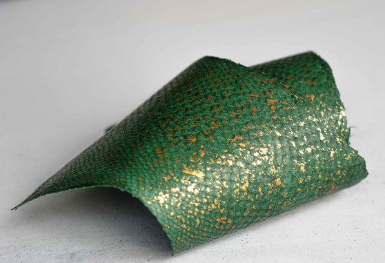 Salmon Fish Leather - Green & Gold