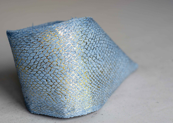 Genuine Icelandic Salmon Fish Leather - Sky & Gold