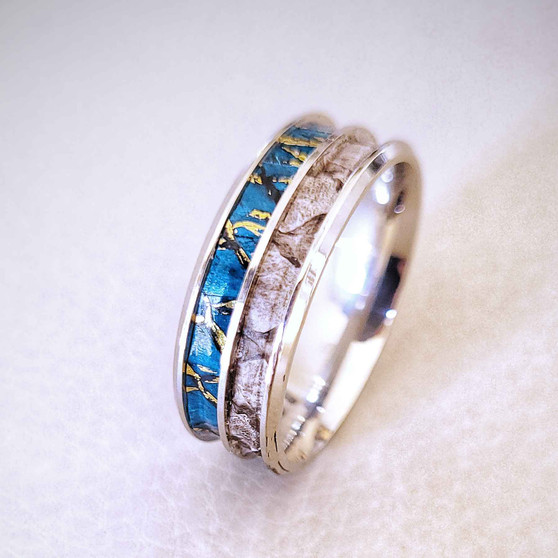 Turquoise/Grey/Gold Ring