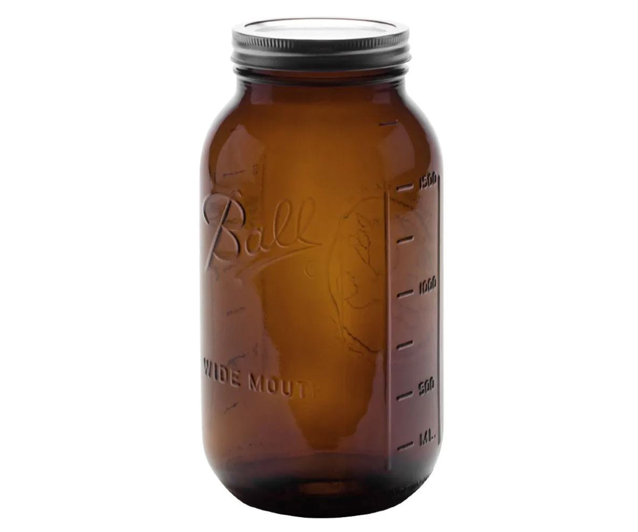 Ball 64 Ounce Wide Mouth Amber Glass Mason Canning Jar with Lid, 2 Pack 