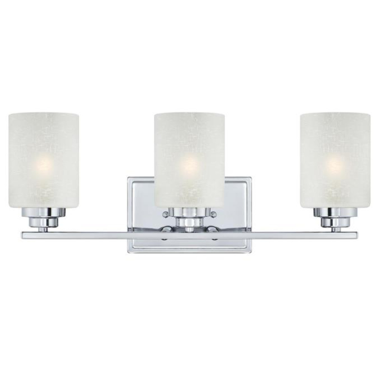 Westinghouse 63438B Hansen Three-Light Indoor Wall Fixture Chrome Finish  with White Linen Glass