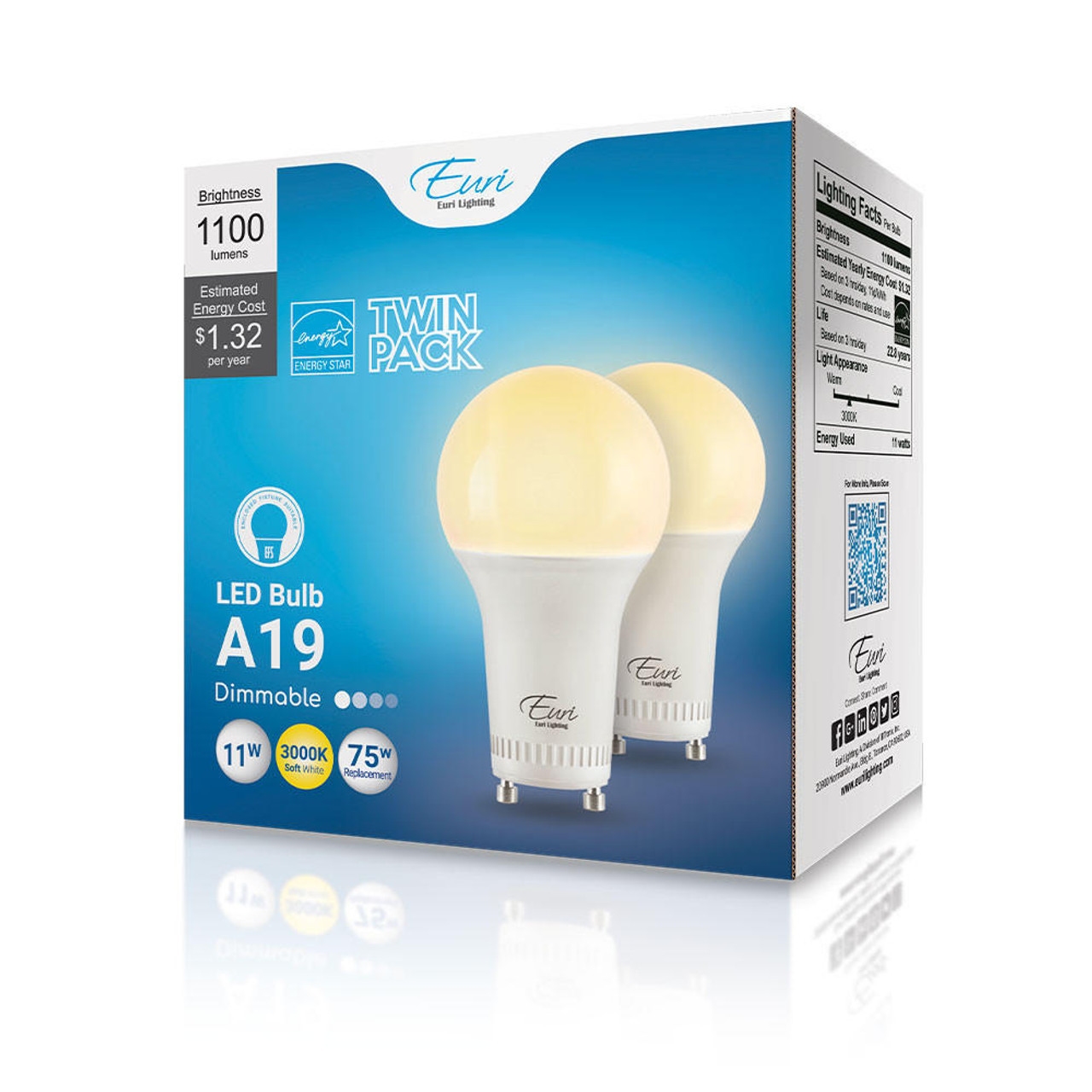 Euri Lighting EA19-11W2020eG-2 LED A19 Lamp