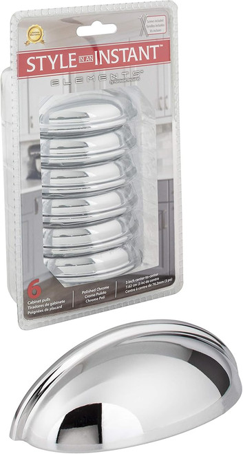 2981PC - 3 Inch Center-to-Center Cup/Bin Pull Polished Chrome - Elements
