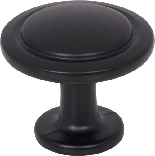 3960-MB - 1-1/4 Inch Diameter Round Button Gatsby Cabinet Knob Matte Black - Elements