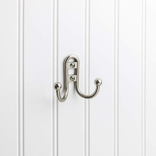 YD25-256SN - 2-9/16 Inch Double Wall Mount Coat Hook Satin Nickel - Elements