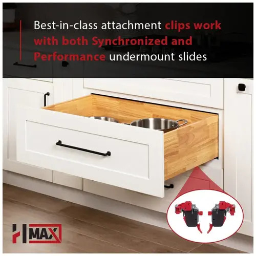 USMAX2S-15 - 15in HR MAX Synchronized 120 lb Soft-Close Full Extension Undermount Drawer Slides - HR Max