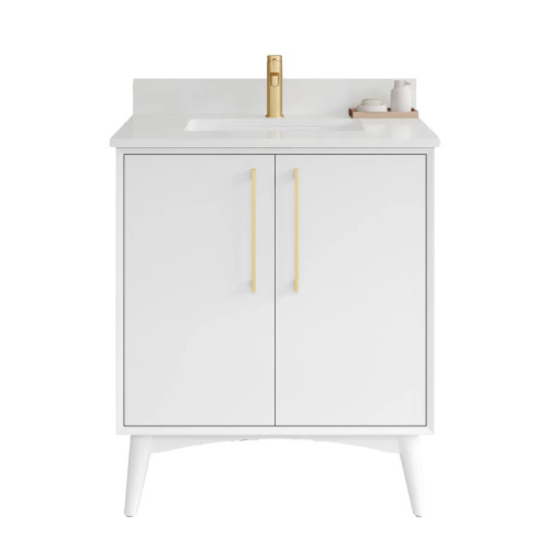 VKITDAS30WHWQR1 - 30-inch Dashwood Vanity Kit White Hardware Finish with Quartz Top - Jeffrey Alexander