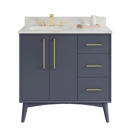 VKITDAS36BSCQR - 36" Dashwood Vanity Left Offset with Brushed Satin Chrome Quartz Finish - Jeffrey Alexander