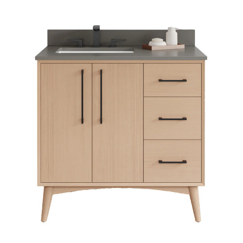 VKITDAS36NOGQR - 36" Dashwood Left Offset Bathroom Vanity with 5 Drawers 2 Doors - Jeffrey Alexander