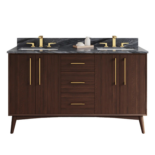 VKITDAS60DWMGR - 60 inch Dashwood Double Bowl Bathroom Vanity Grey Matte Finish - Jeffrey Alexander