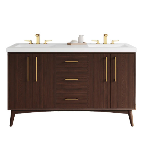 VKITDAS60DWRER - 60 Inch Dashwood Double Bowl Vanity Kit Dark Walnut - Jeffrey Alexander
