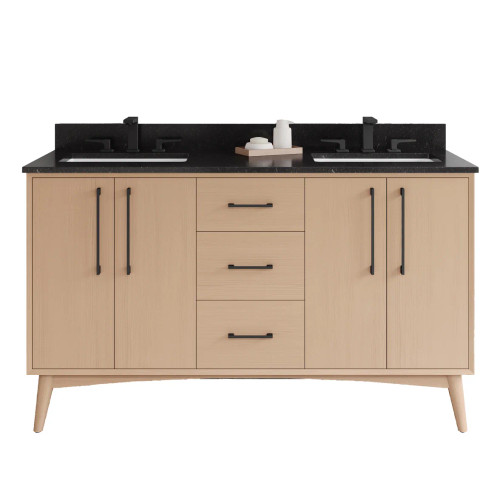 VKITDAS60NOBGR - 60 inch Dashwood Double Bowl Vanity Kit No Backsplash Brushed Gold - Jeffrey Alexander