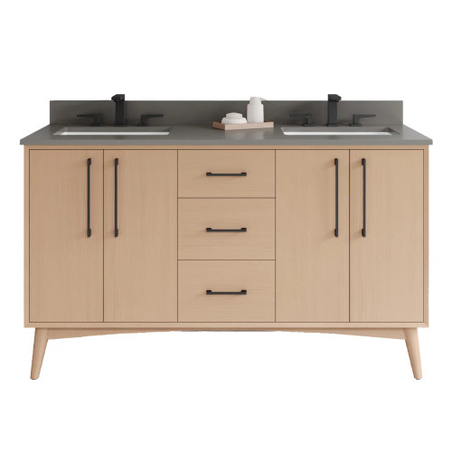 VKITDAS60NOGQR - 60 Inch Dashwood Double Bowl Vanity Kit No Quartz Top - Jeffrey Alexander