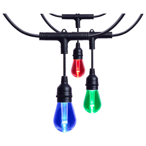 S11191 - 48 Foot LED String Light 15 S14 RGBTW CCT Selectable Smart IOT Black Wire - Satco/Nuvo