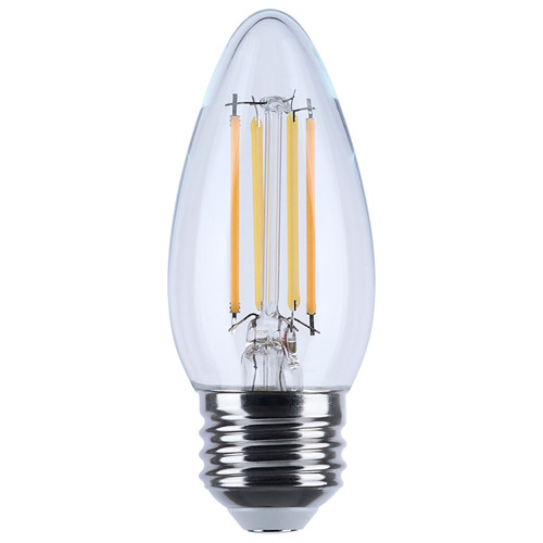 S12159 - 4.5W LED B11 Warm Dimming 3000K-2000K 450 Lumens E26 Medium Base Clear - Satco/Nuvo