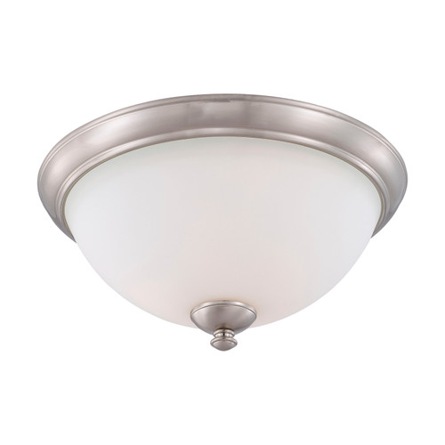 60-6014 - 3-Light Flush Mount Ceiling Light 60W Max Brushed Nickel Frosted Glass - Satco/Nuvo