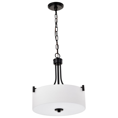 60-8214 - Liam 3 Light Pendant Matte Black White Opal Glass 300W Max - Satco/Nuvo