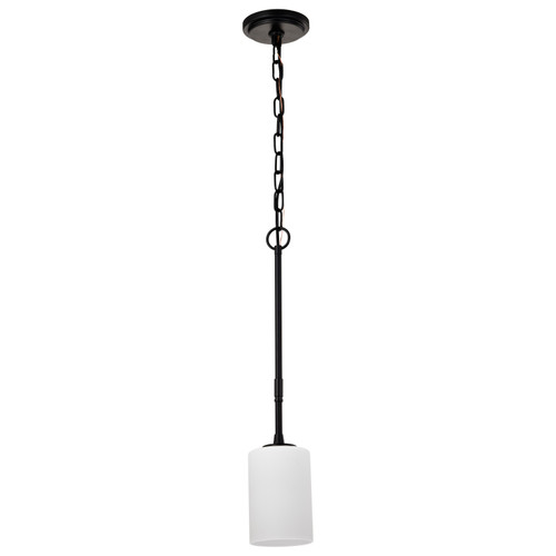 60-8215 - 1 Light Mini Pendant 60W Matte Black White Opal Glass - Satco/Nuvo